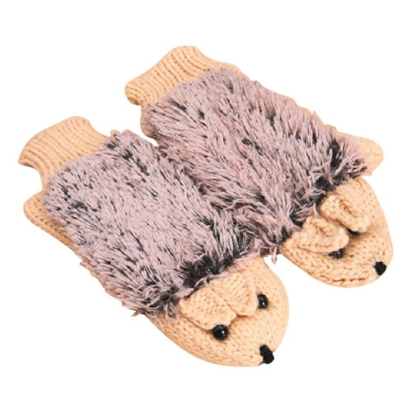 Accessories - Women Cute Hedgehog Cotton Plush Mittens